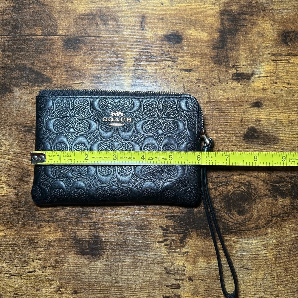 Coach Embossed Black Wristlet - Picture 7 of 8